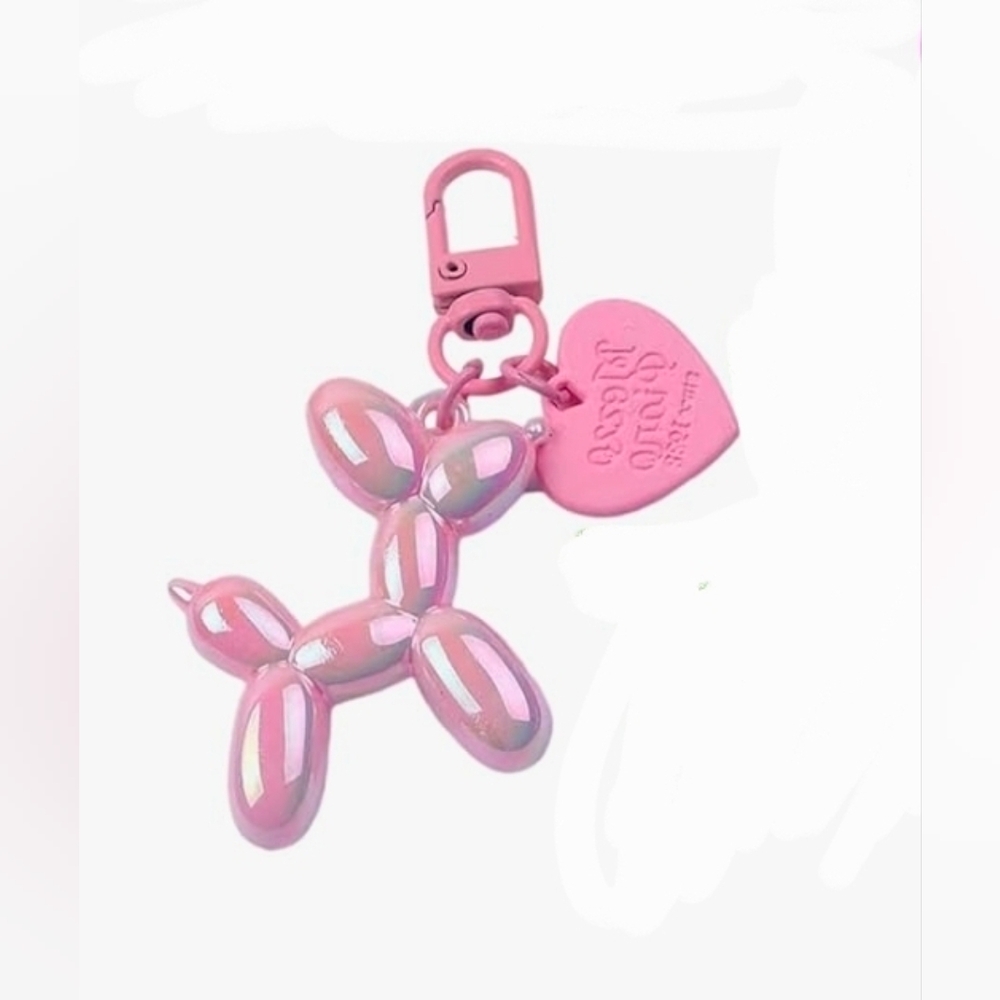 Jelly Balloon Dog Keychain / Bag Charm In Pink BNIB